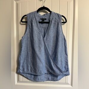 INC 100% Linen Sleeveless Wrap Front Lightweight Blouse Size 6 Oversized Cotton